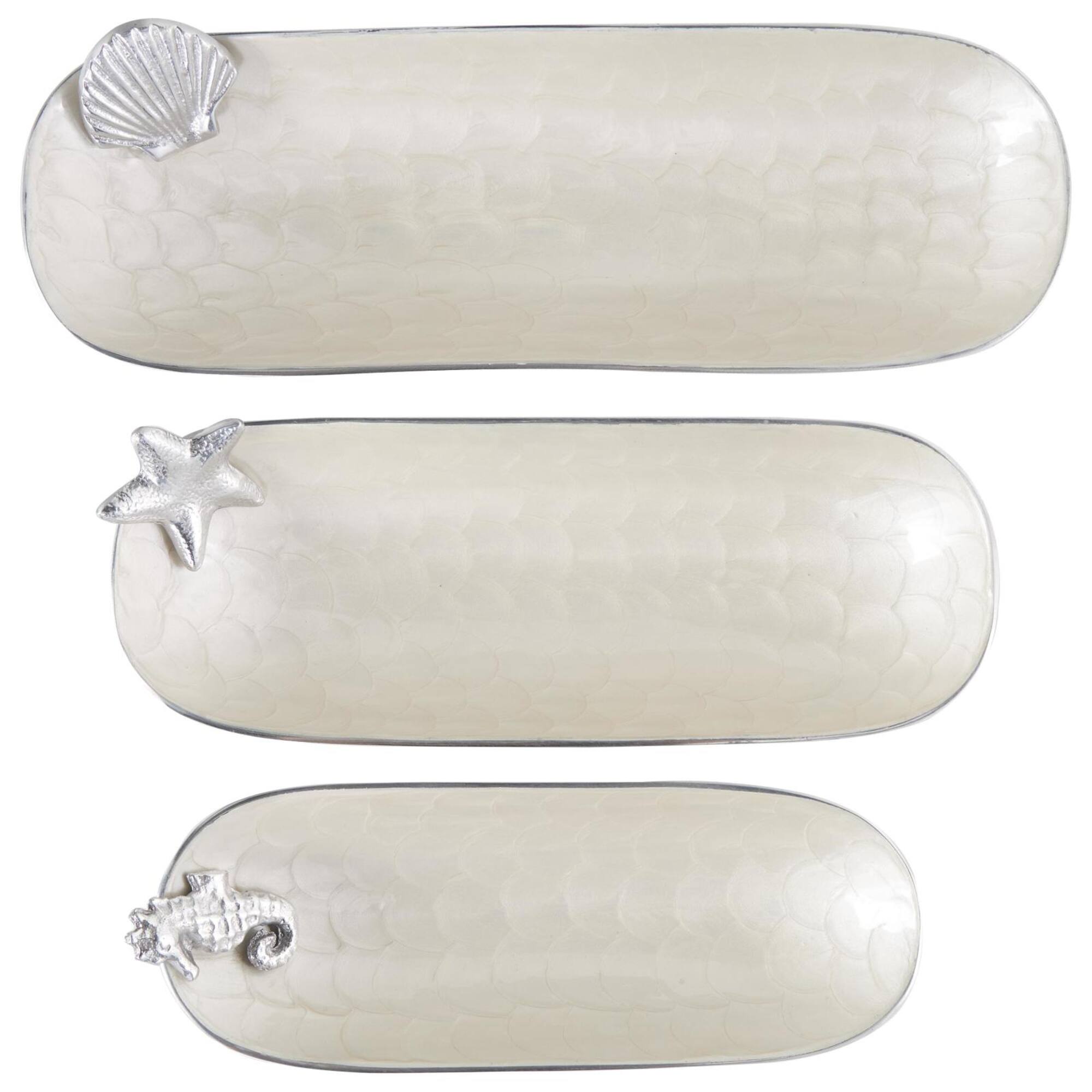 White Sea Life Metal Decorative Bowl Set
